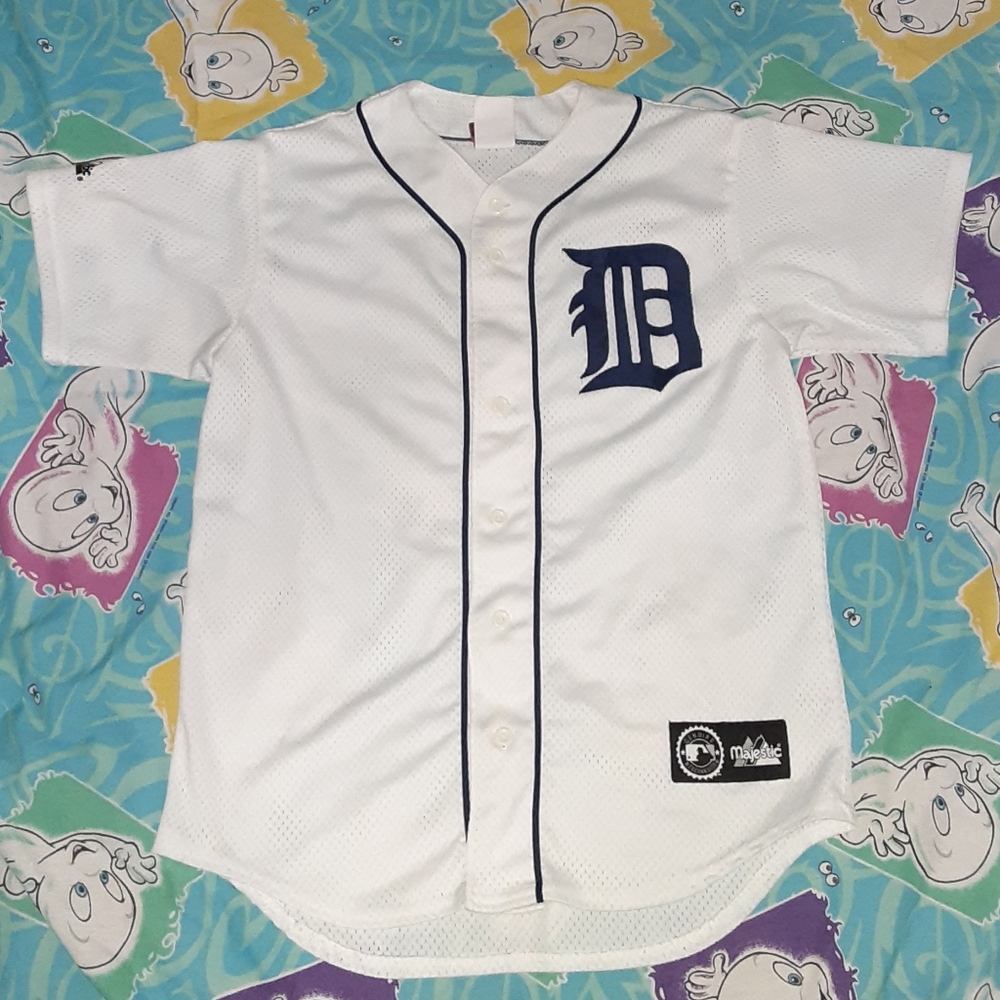 Y2K Rare Mesh Detroit Tigers Vintage Authentic Blank White Baseball Jersey